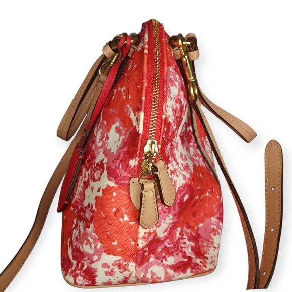Coach Peyton Floral Cora Domed Satchel, Pink & Red #F31341 EUC. - Picture 3 of 12